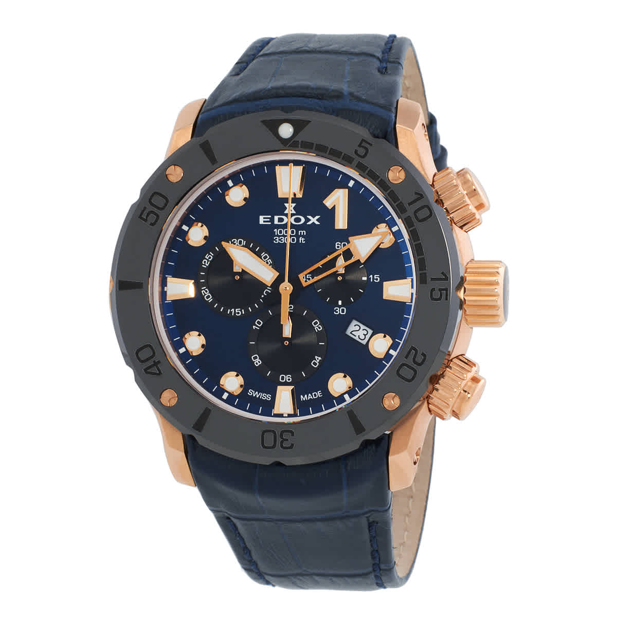 Edox Co-1 Chronograph Quartz Blue Dial Mens Watch 10242 Tinr Buirn In Black / Blue / Gold Tone / Pink / Rose / Rose Gold Tone