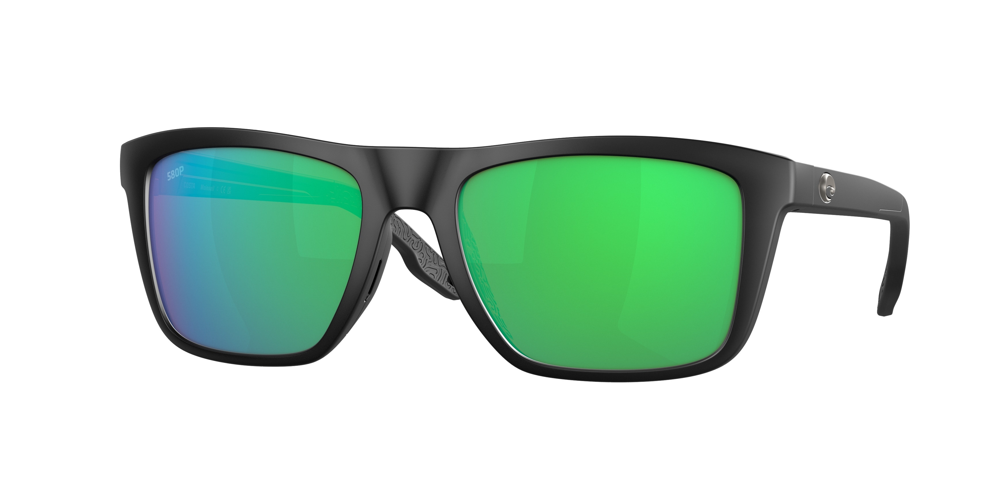 Costa Del Mar Mainsail 06s9107 910702 55 Rectangle Polarized Sunglasses In Black / Green