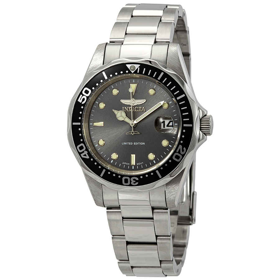 Invicta Pro Diver Charcoal Dial Stainless Steel Mens Watch Ile8932a In Black,grey,silver Tone