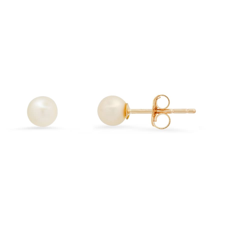 Kylie Harper 10k Yellow Gold Petite 4mm Genuine Pearl Stud Earrings In Gold-tone