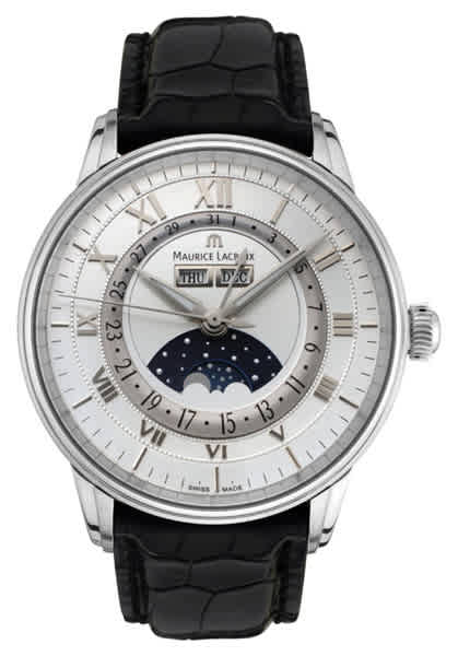 Maurice Lacroix Masterpiece Phase De Lune Automatic Silver Dial Mens Watch Mp6428-ss001-11e In Black,silver Tone