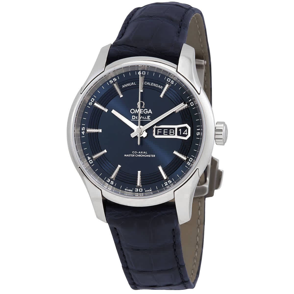 Pre-owned Omega De Ville Hour Vision Mens Automatic Watch 433.33.41.22.03.001 In Blue / Gold / White