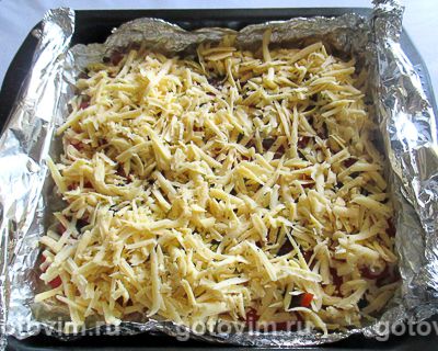 Фотографии рецепта Куриная грудка в духовке с сыром, грибами и помидорами, 07 Куриная грудка в духовке с сыром, грибами и помидорами, Шаг 07