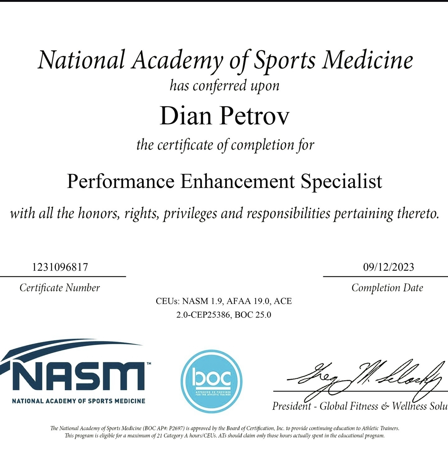 NASM Performance Enhancement Specialist
