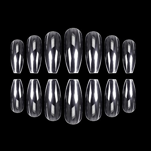 ECBASKET 500Pcs Coffin Nails Clear Nail Tips Full Cover Artificial Nails 10 Sizes