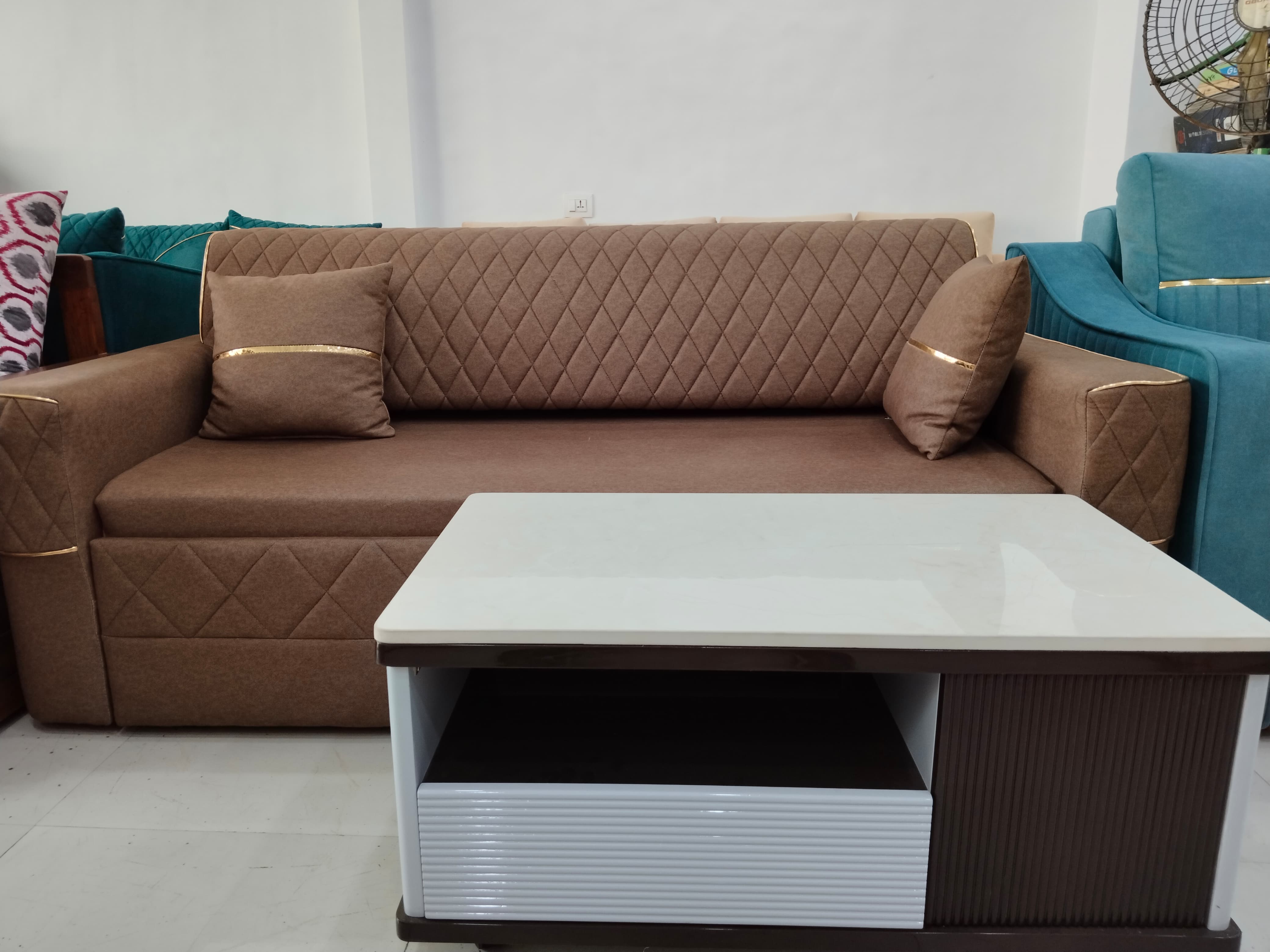 Stylish Comfort: Brown Sofa Set with Diamond Tufted Backrest - Image 3