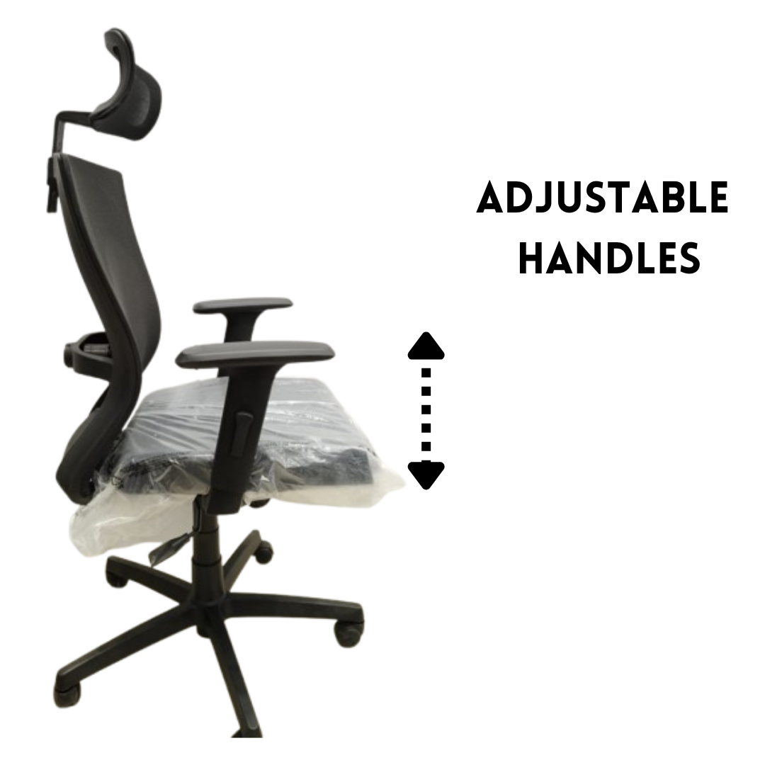 Ergonomic Comfort: High-Back Office Chair with Headrest (Black) - Image 2