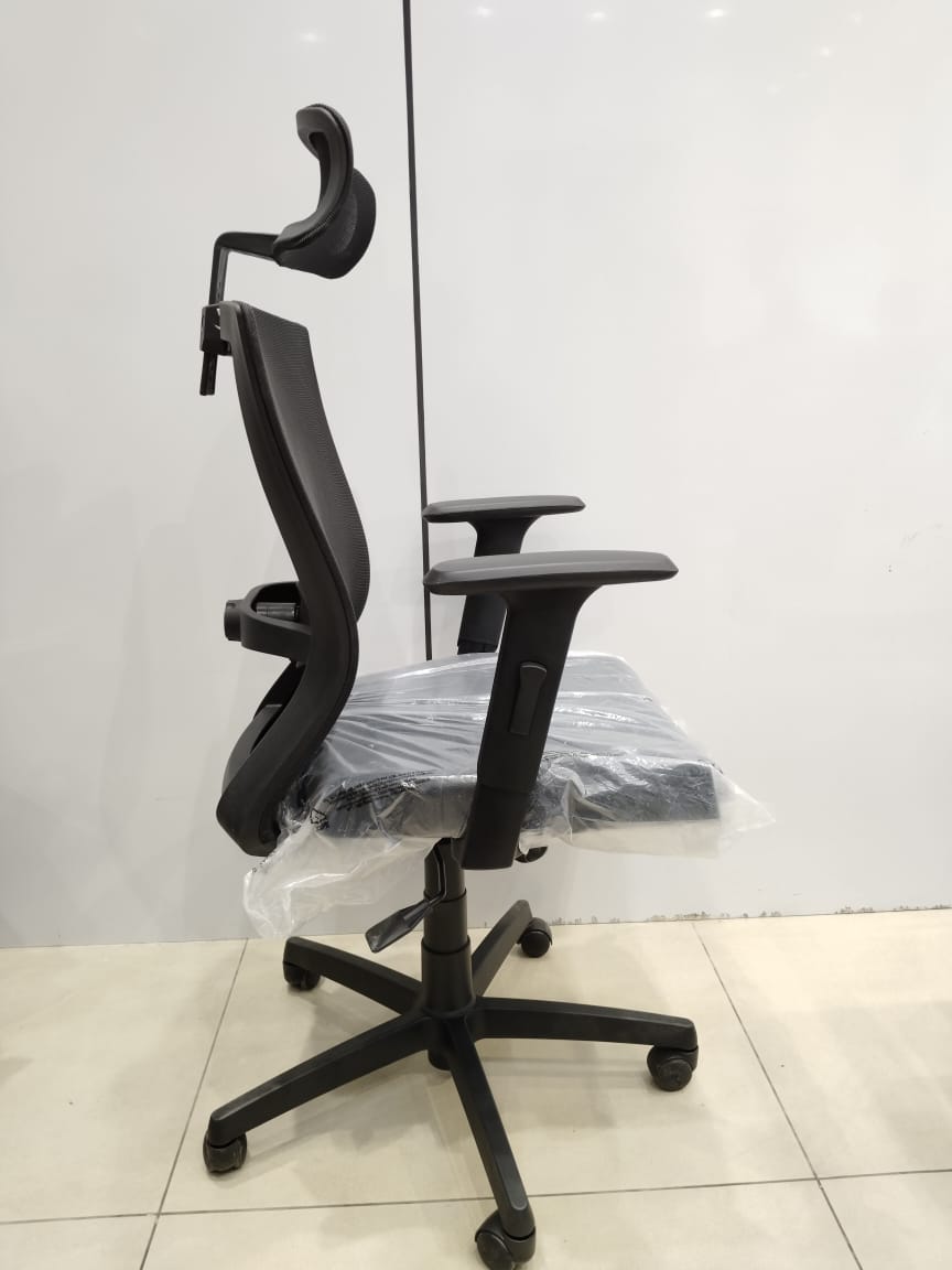 Ergonomic Comfort: High-Back Office Chair with Headrest (Black) - Image 3