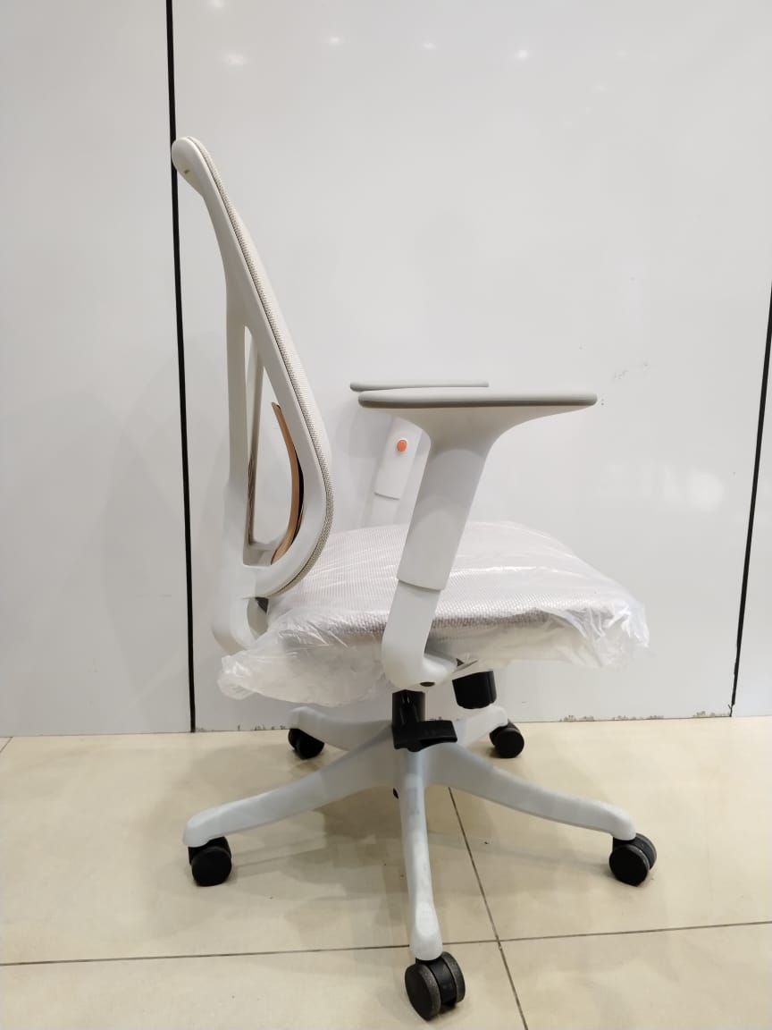 Modern Comfort: Mesh Back Office Chair with White Frame(Stretchable and Lockable) - Image 3