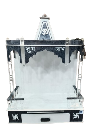 Divine Elegance: Modern Acrylic Mandir with LED Lights - Image 2