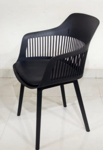 Modern Comfort: Black Dining Chair with Cut-Out Design