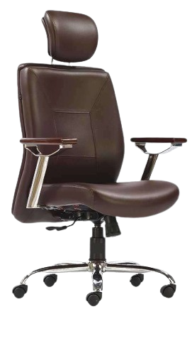 Premium Comfort and Support: Brown Leather Executive Chair with Headrest