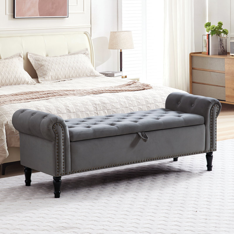 Luxury Velvet Upholstered Storage Bench | Furniture Hub