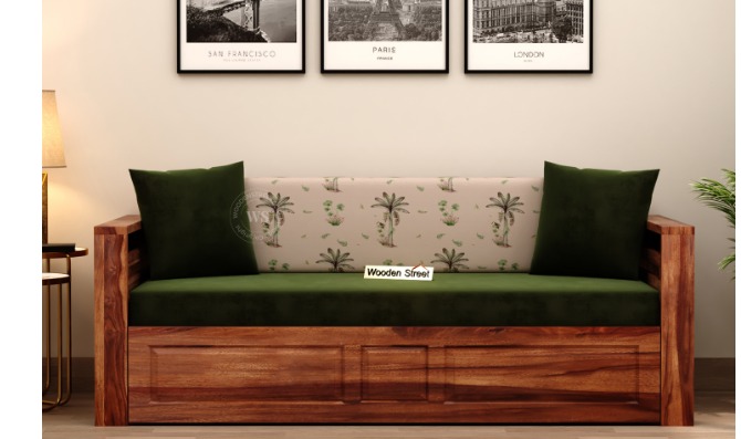 Solid Sheesham Wood 3-Seater Sofa