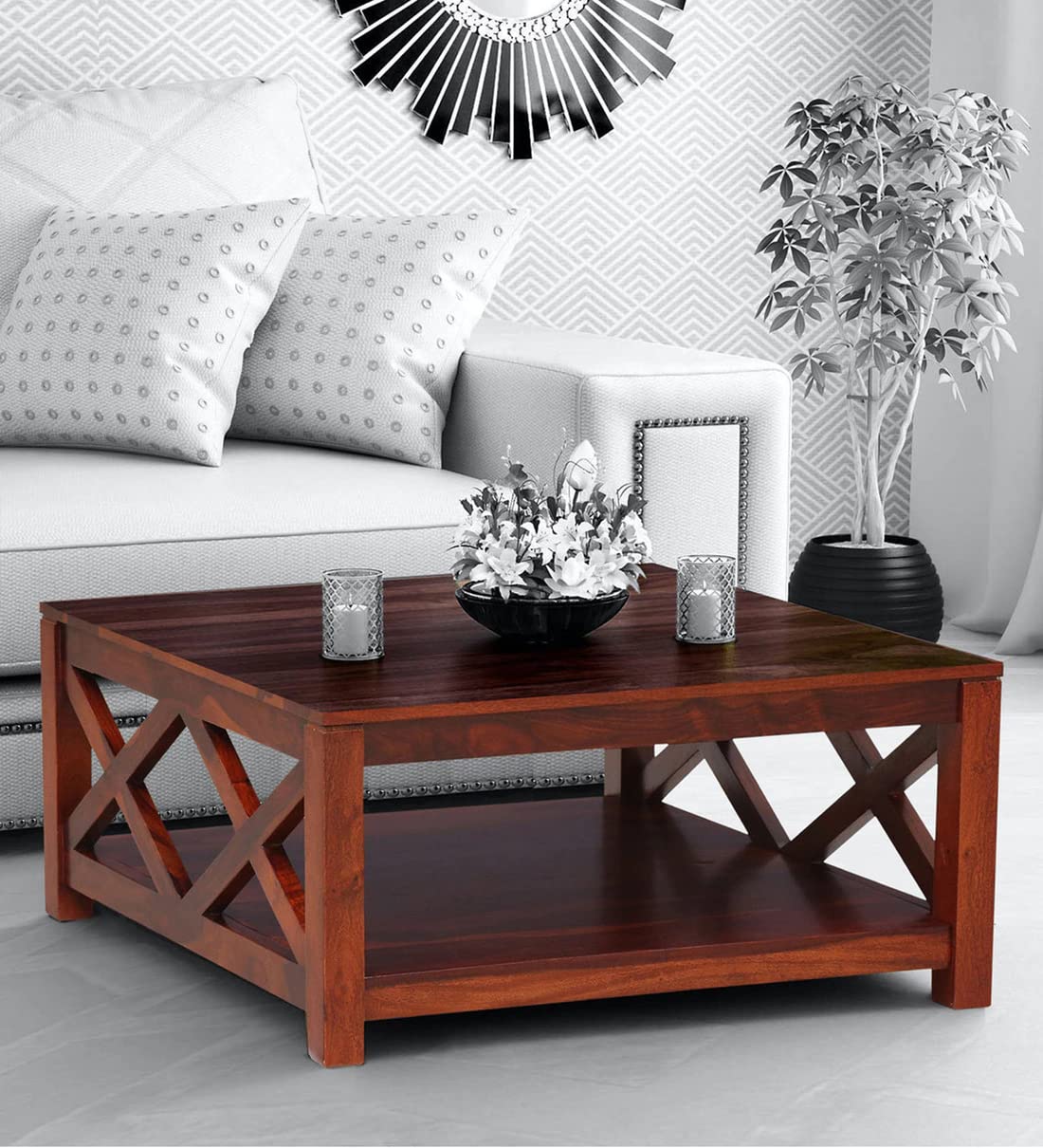 Premium Solid Sheesham Wood Coffee Table – Elegant Center Table for Living Room