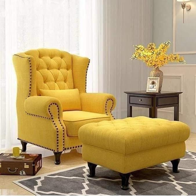 Tufted Wingback Chair with Ottoman – Luxury Lounge Seating