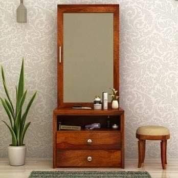 Classic Sheesham Wood Dressing Table with Mirror & Storage Drawers