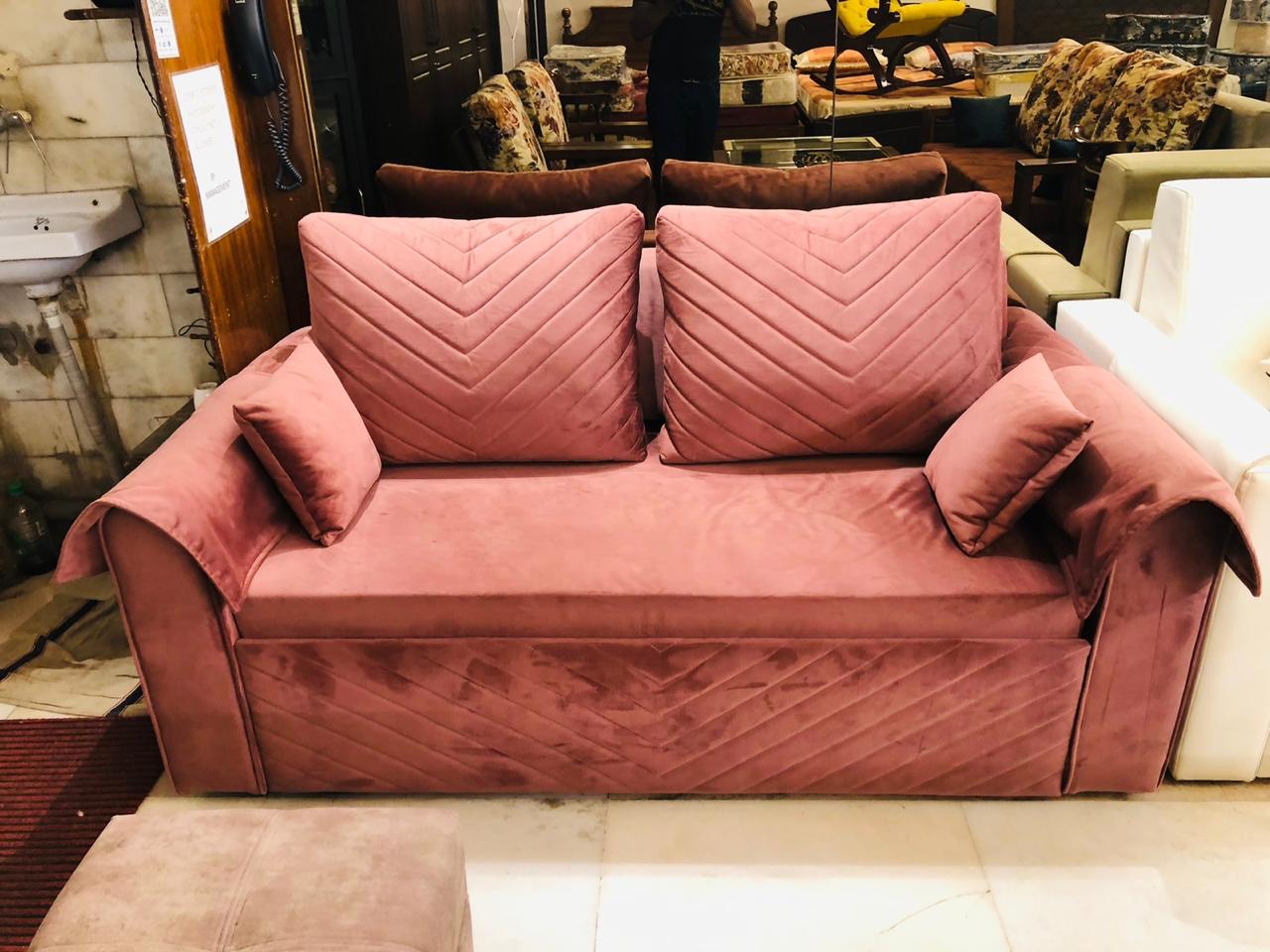 Rosewood Velvet 2-Seater Sofa cumbed – Compact Modern Couch with Cushions for Living Room or Office