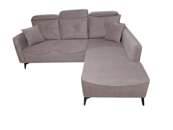 Soft Grey L-Shaped Sofa with Adjustable Headrests – Modern Designer Sectional Couch for Living Room Comfort
