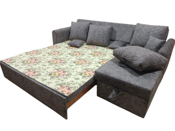 L shape triple fold sofa Cumbed wooden