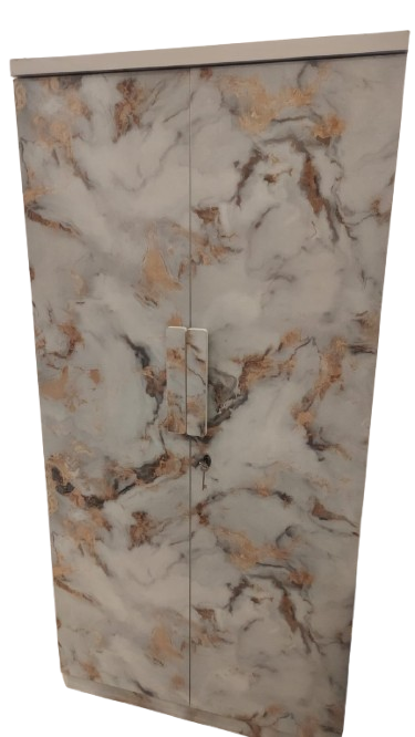 Luxury Marble Finish 2-Door Wardrobe – Modern Compact Designer Almirah