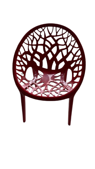 ArtLeaf Designer Plastic Chair – Tree-Pattern Cutout Seating for Indoor & Outdoor Use