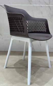 Dual-Tone Designer Plastic Chair with Armrest | Ventilated Back | White Legs