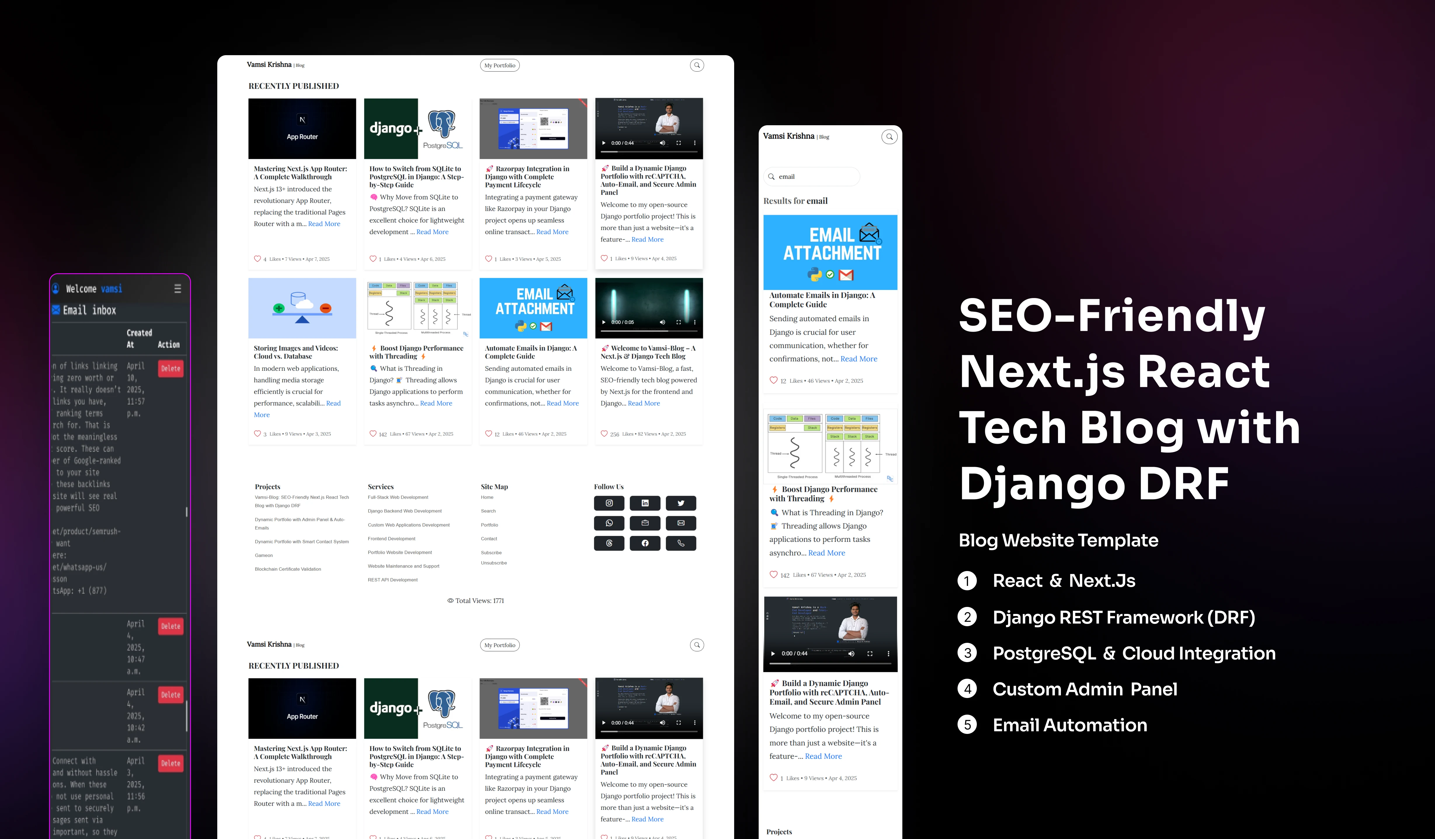 SEO-Friendly Next.js React Tech Blog with Django DRF Template Preview
