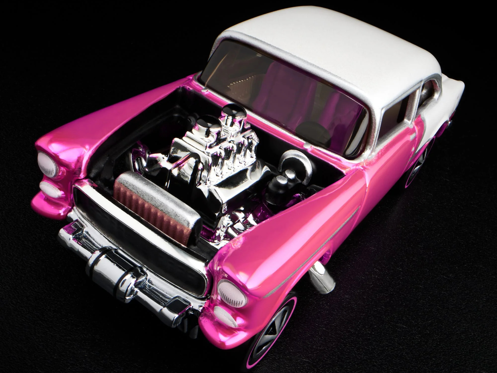 ホット ウィール RLC 55 シボレー ガッサー ピンク。 Hot Wheels RLC Exclusive '55 Chevy Bel Air Gasser Pink | Diecast Max