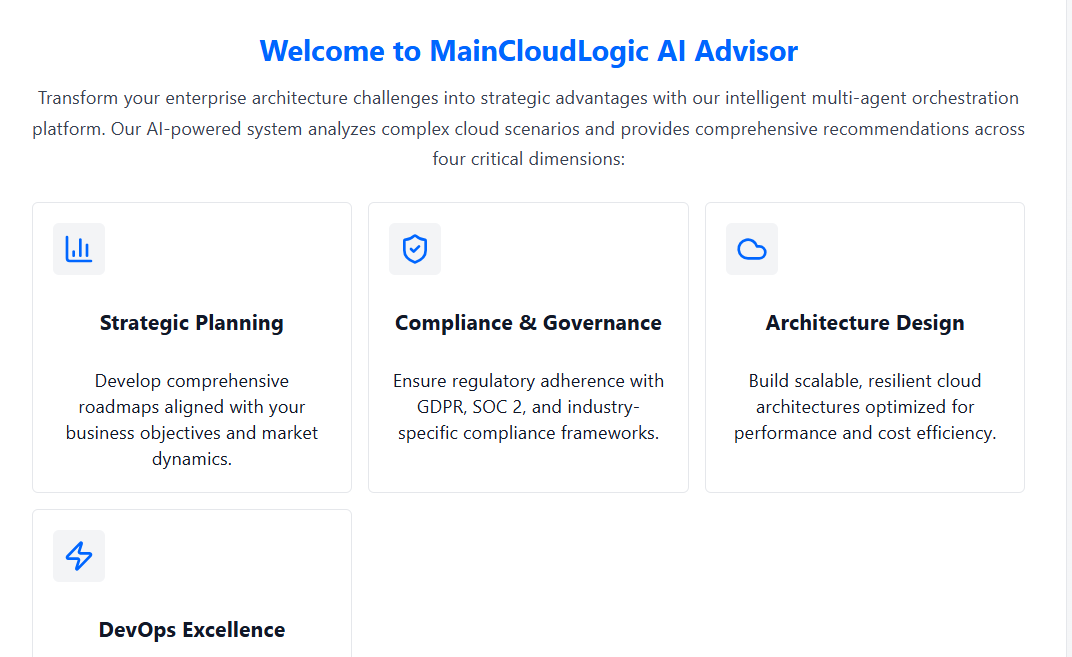 MainCloudLogic AI Advisor Screenshot