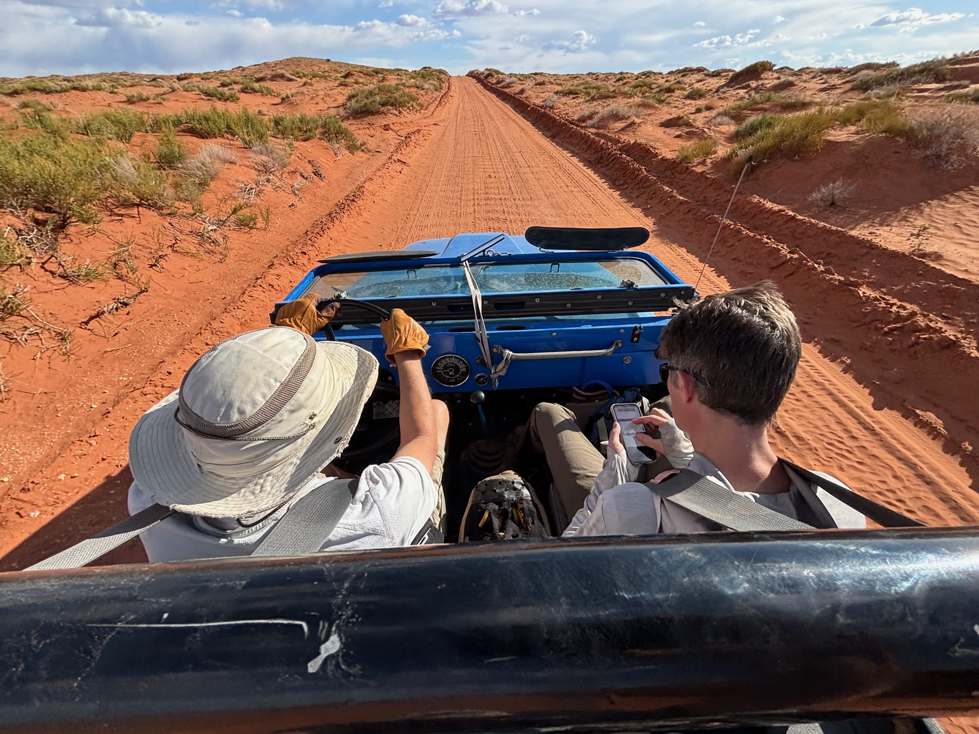 Driving back to the main vehicle after completing Blue John Canyon