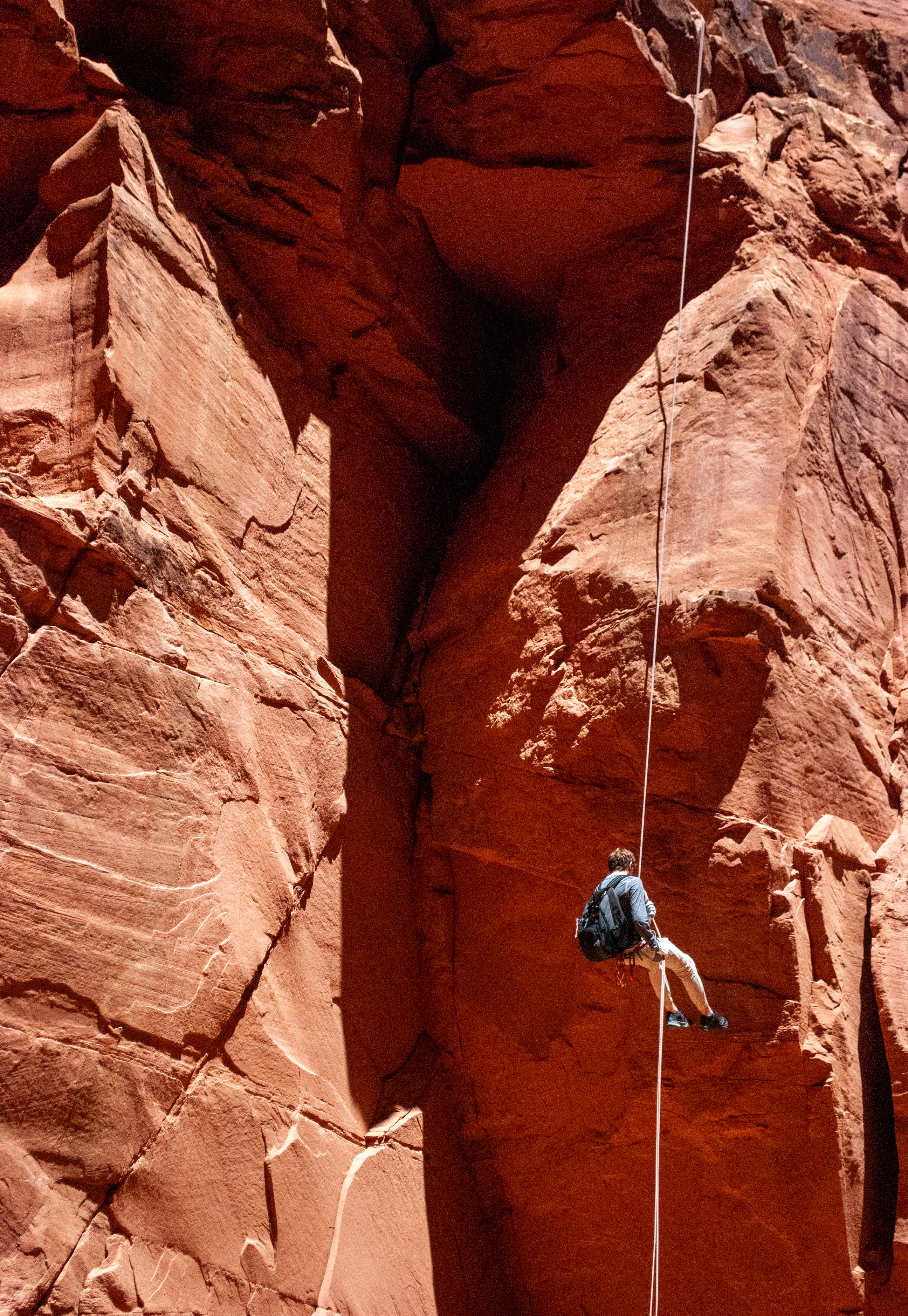 Blue John Canyon rappel close shot