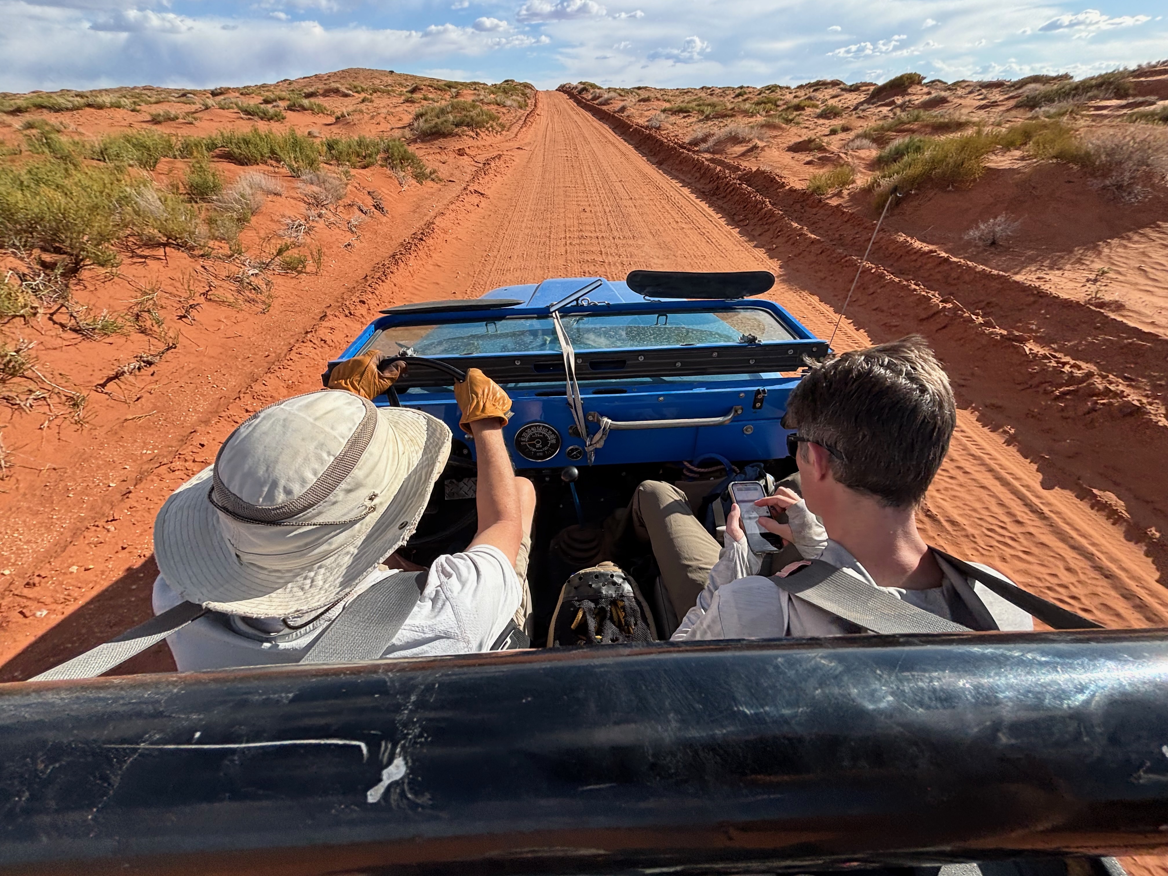 Driving back to the main vehicle after completing Blue John Canyon