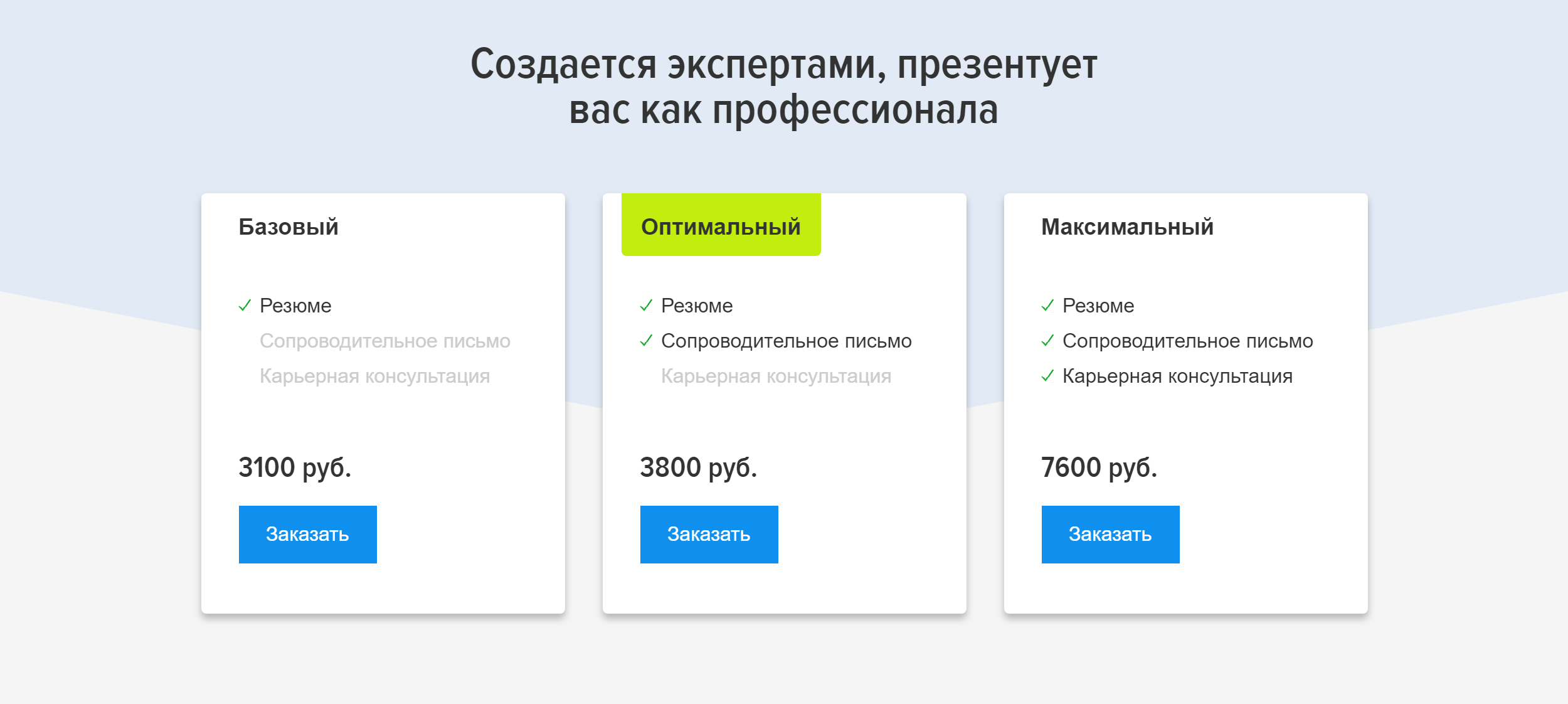 Заказать резюме можно на популярном сайте для поиска работы hh.ru. Составление резюме обойдется в 3100 Р. Если нужно резюме с сопроводительным письмом или консультация карьерного специалиста, выйдет дороже