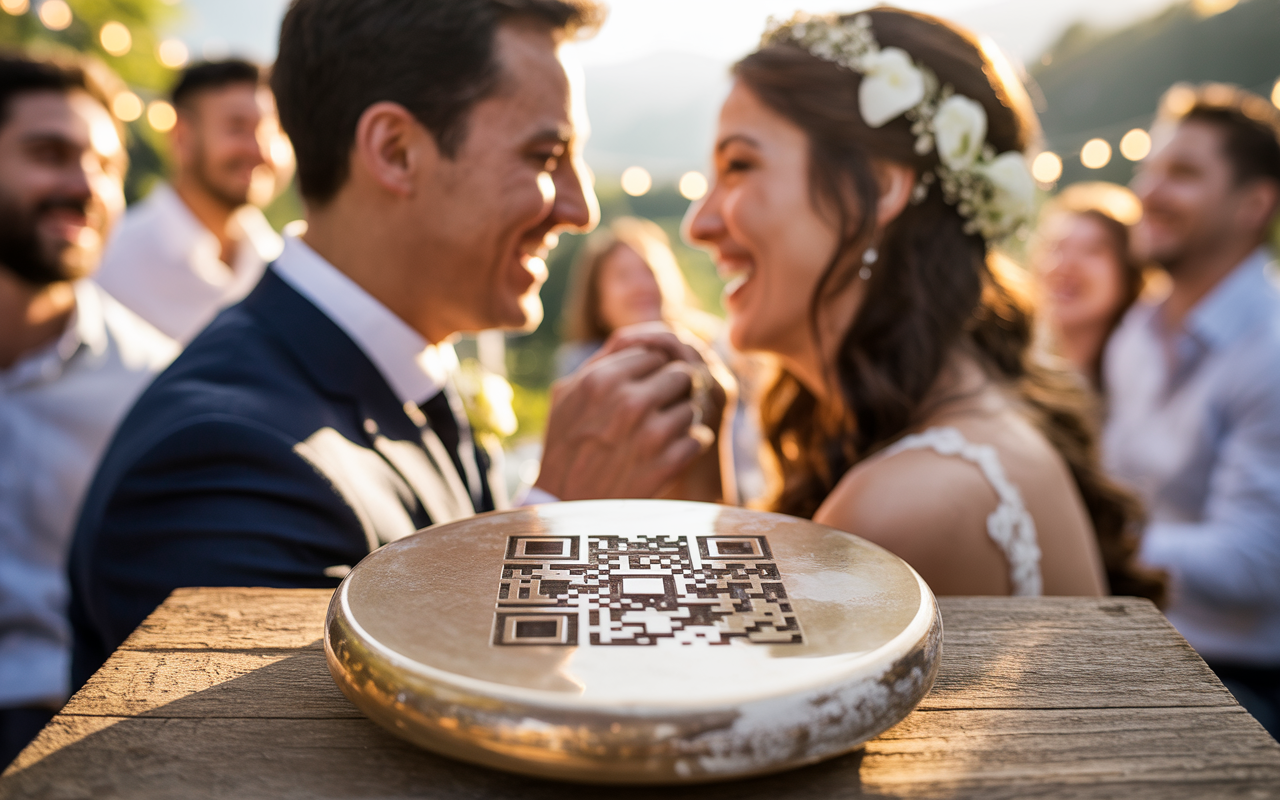 Comment les invités peuvent-ils utiliser un QR code pour la galerie photo des mariés ?