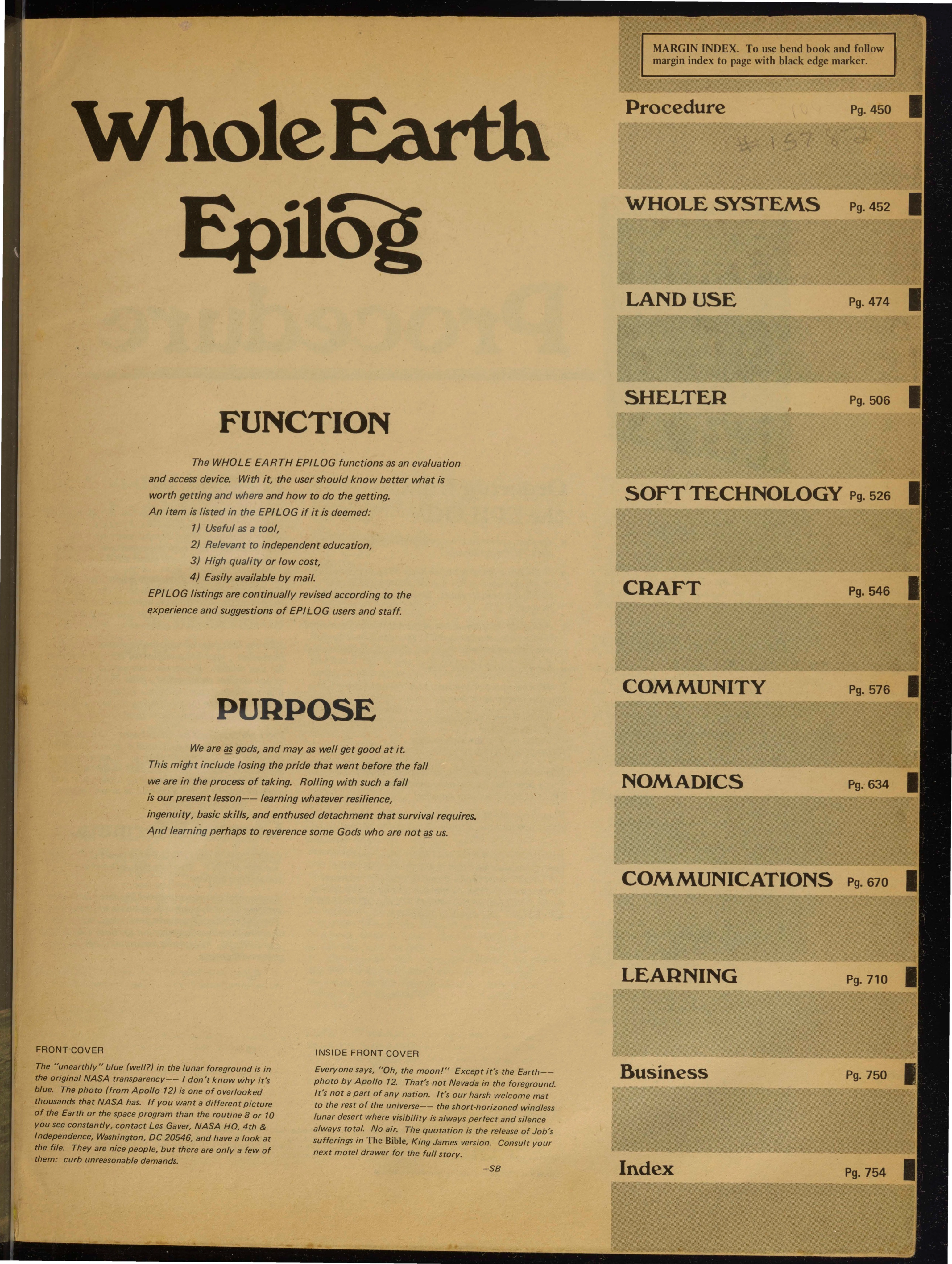 洋書 Whole Earth Epilog 1974 Jobs Stay hungry 洋書 Whole Earth Epilog 1974 Jobs Stay hungry WHOLE EARTH