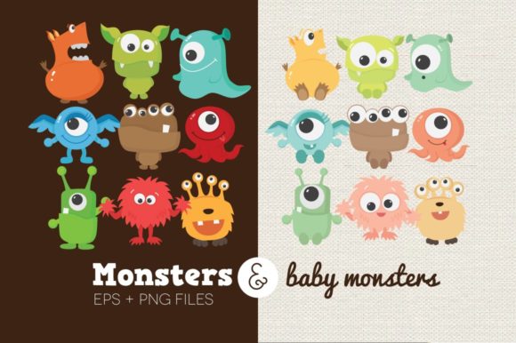 Monsters and Baby Monsters Clipart