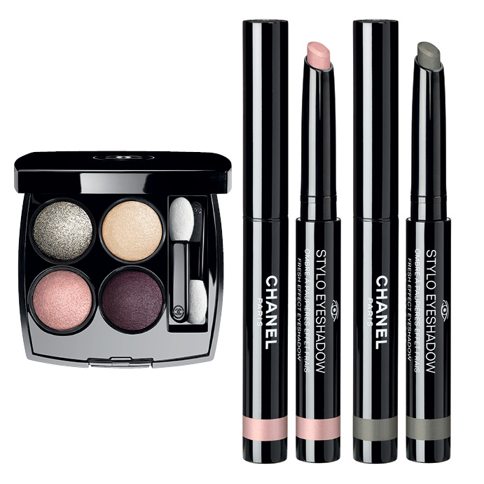«Les 4 Ombres» Tisse Dimension; кремовые тени-карандаш «Stylo Eyeshadow» Rose Petale и Vert Grise