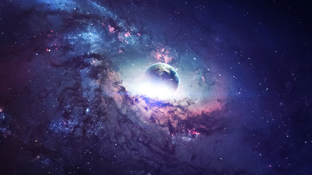 Universe scene with planets, stars and galaxies in outer space showing the beauty of space exploration. Stock Photo