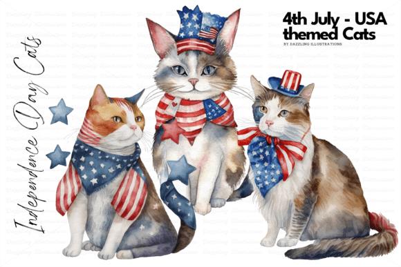 Patriotic Watercolor Cats for July 4th