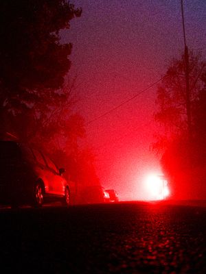 3am, fog,outside, black,purple,red