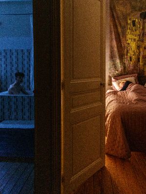 7pm, inside,architecture,people, grey,blue,purple,yellow
