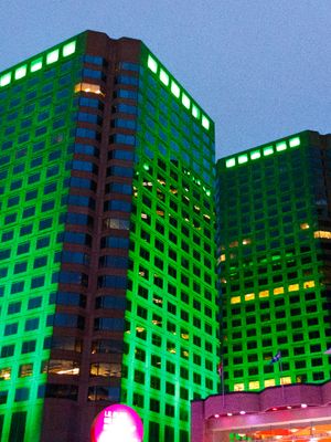 5pm, architecture,neon,outside, green,blue,pink