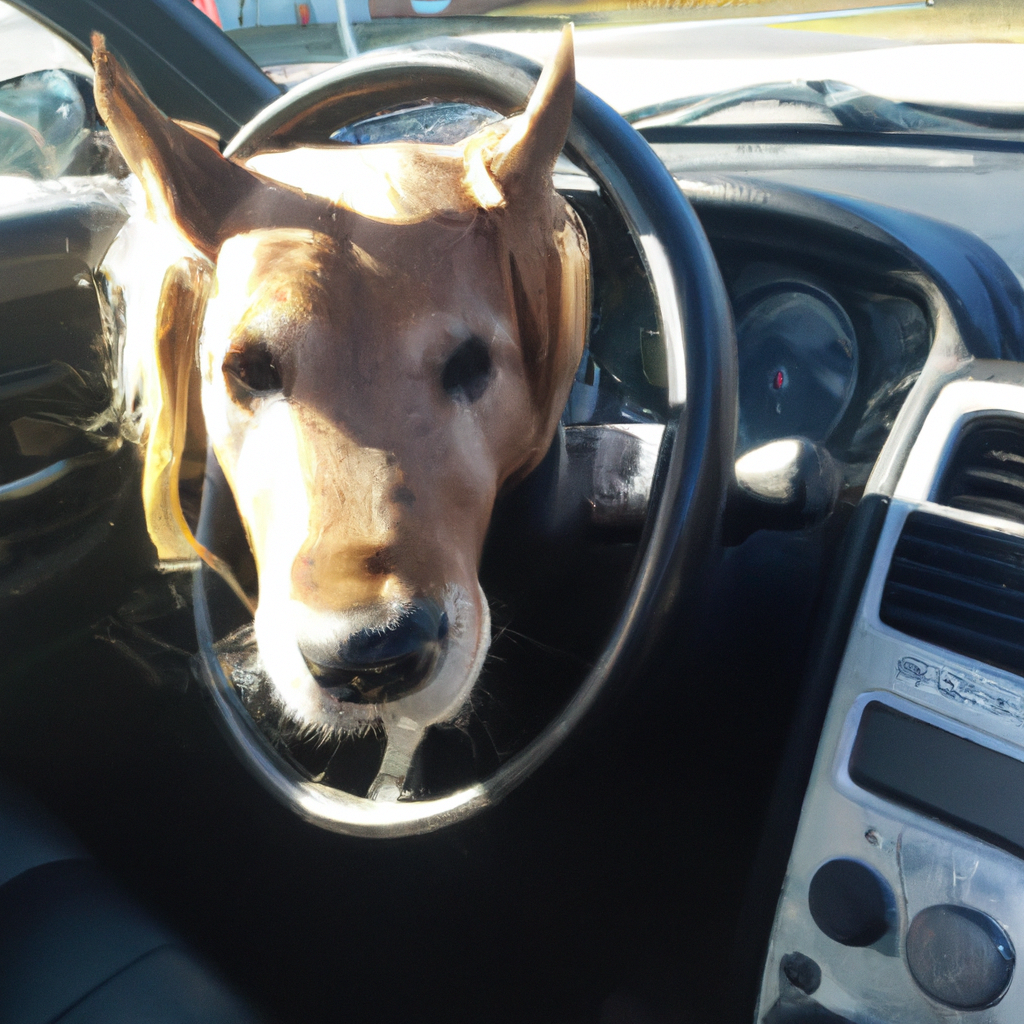 chihuahua driving 1998 ford mustang with smoothie on hand