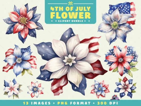 Patriotic Watercolor Flower Clipart