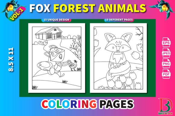 Fox Forest Animals Coloring Pages Preview
