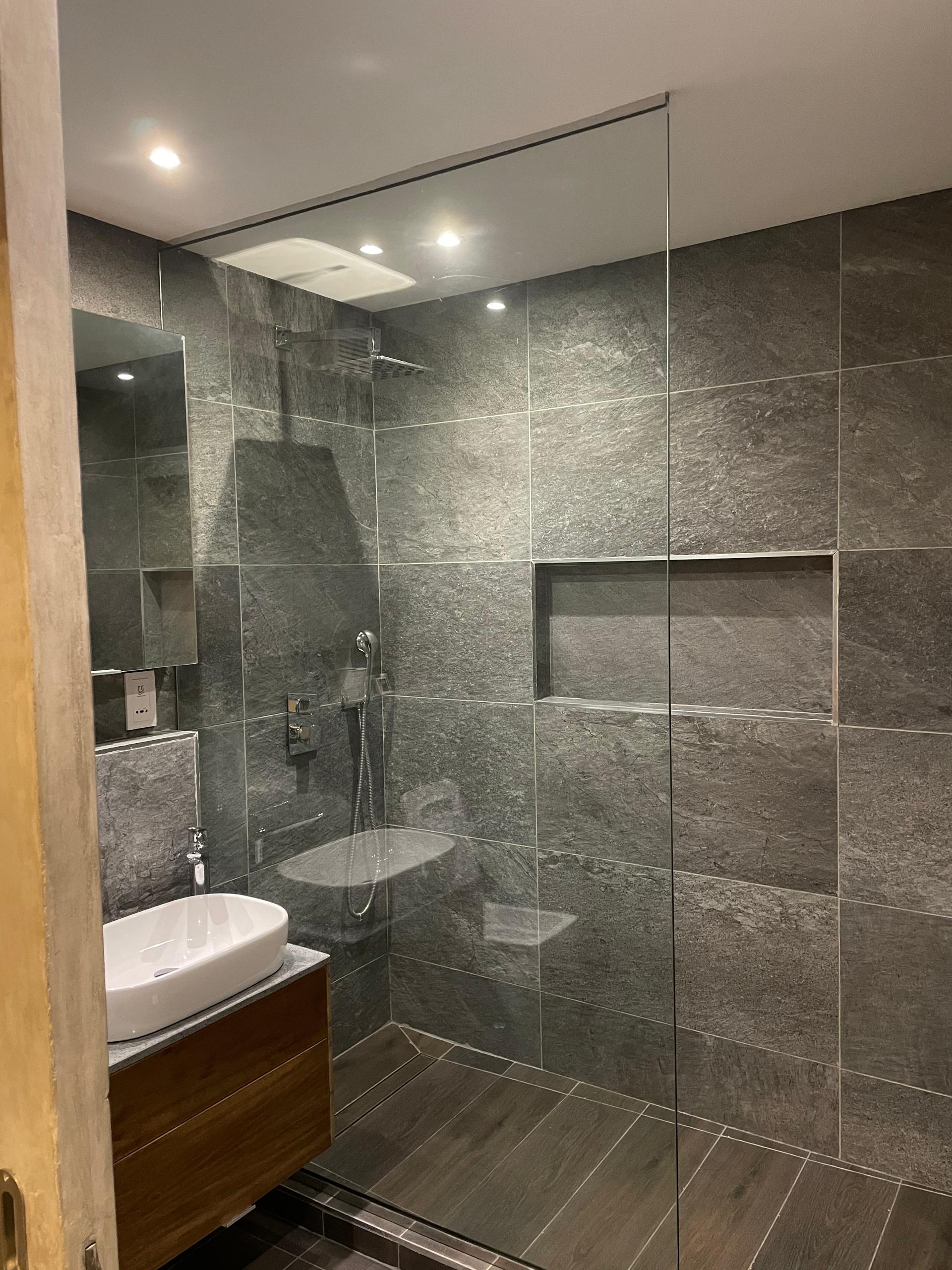 Frameless Minimalist Shower Partition
