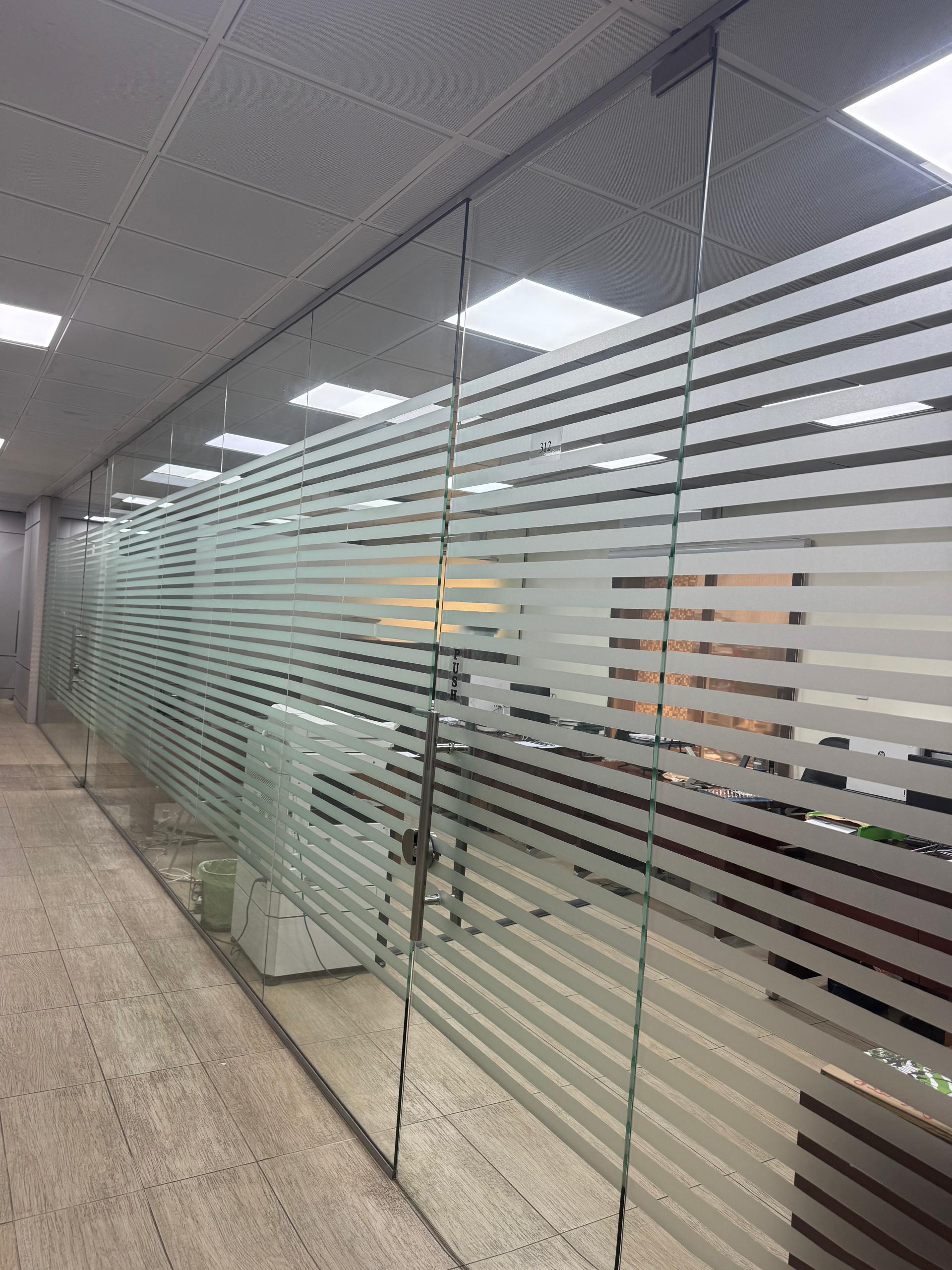 Linear Frosted Corporate Glass Partitioning