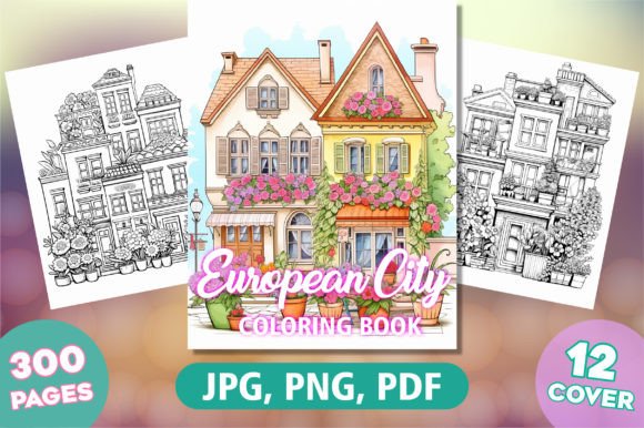 European City Coloring Book Cover