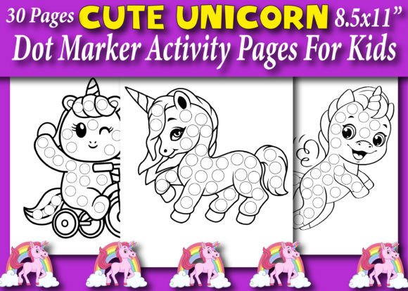 Cute Unicorn Dot Marker Activity Pages